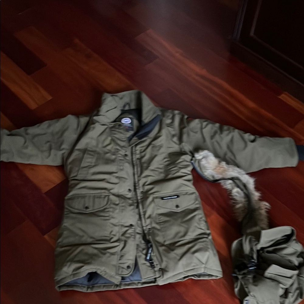 Olive Green Parka with Faux Fur Trim